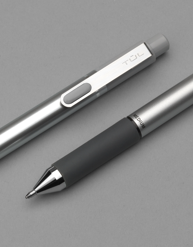 TUL Gel Pens, Retractable, Medium Point, 0.7 mm, Gray Barrel, Blue Ink, Pack Of 12
