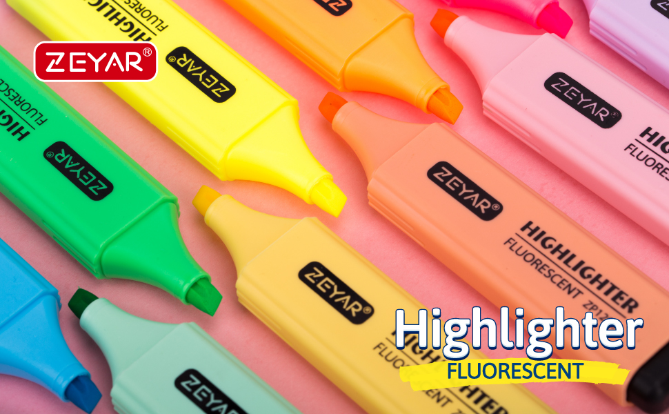 ZEYAR Highlighter, Pastel Colors Chisel Tip Marker Pen, AP Certified, Assorted Colors, Water Based, Quick Dry (6 Macaron Colors)