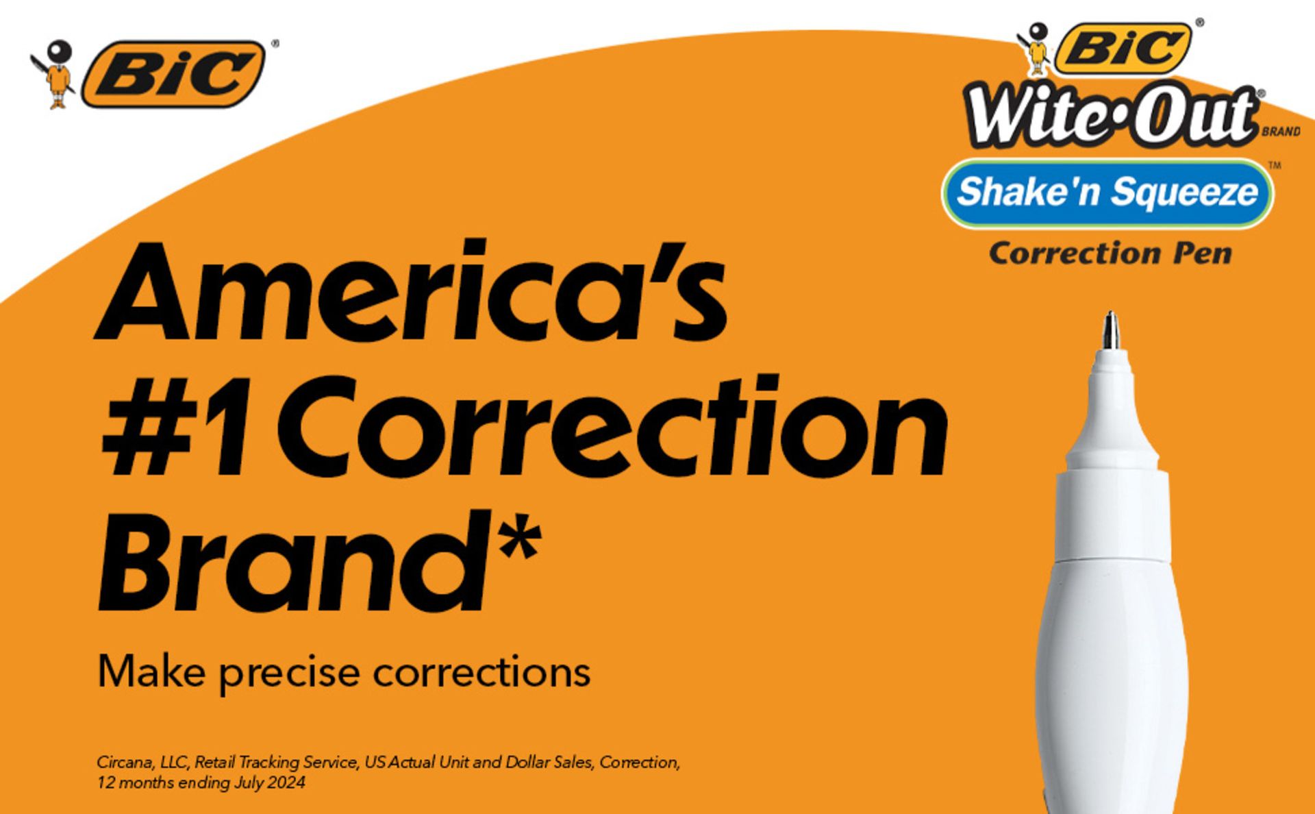 BIC Wite-Out Brand Shake n Squeeze Correction Pen, 8 ML, 4-Count