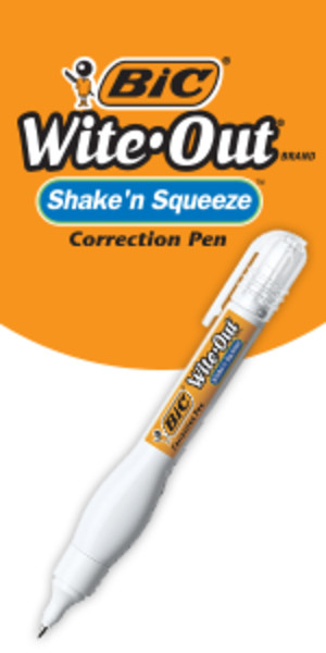 BIC Wite-Out Brand Shake n Squeeze Correction Pen, 8 ML, 4-Count