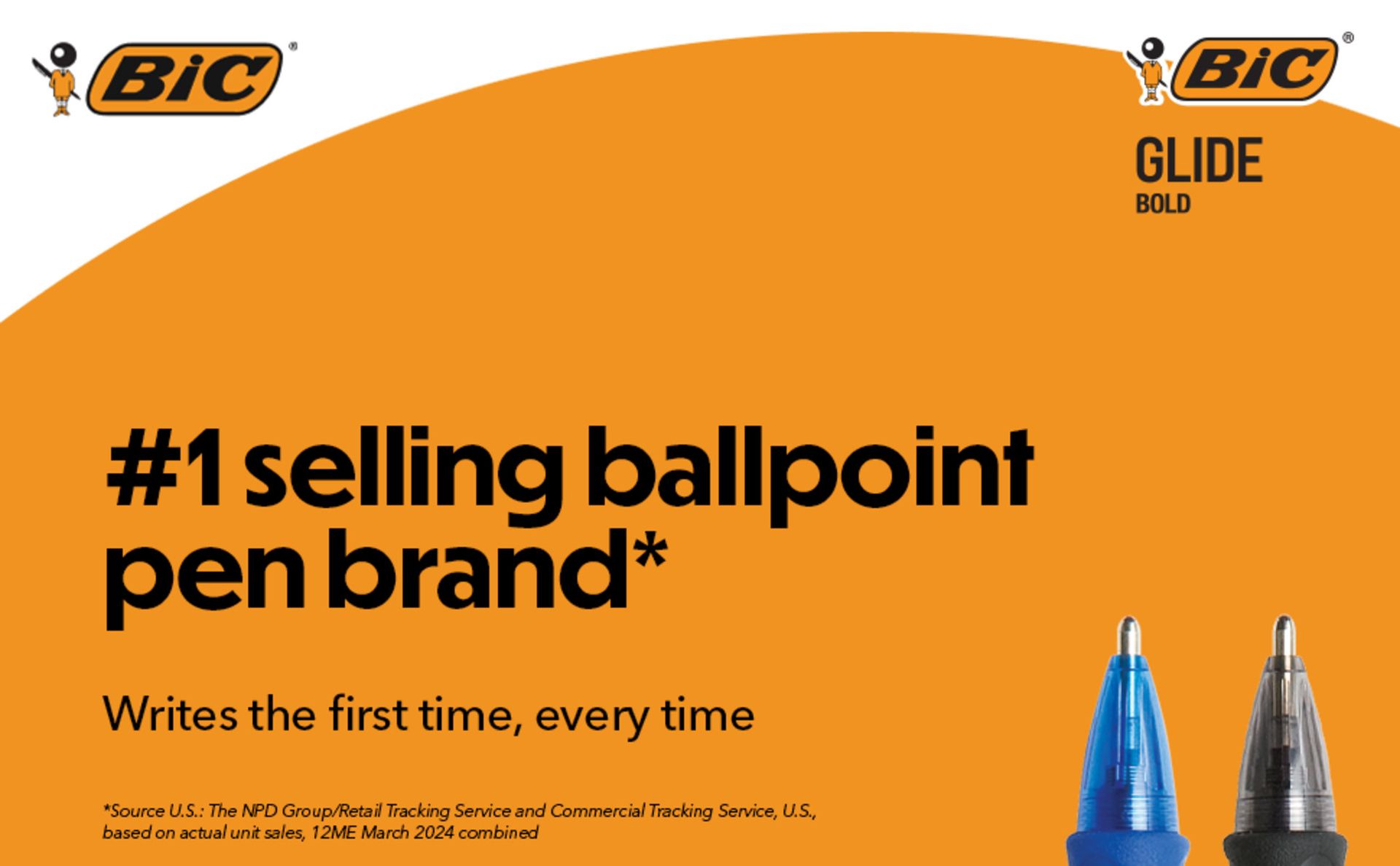 BIC Glide Bold Black Ballpoint Pens, Bold Point (1.6mm), 36-Count Pack