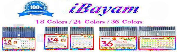 iBayam Journal Colored Pens 18 Pack Fine Point Pen 0.38mm for School Office