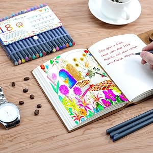 iBayam Journal Colored Pens 18 Pack Fine Point Pen 0.38mm for School Office