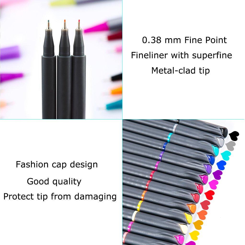 iBayam Journal Colored Pens 18 Pack Fine Point Pen 0.38mm for School Office
