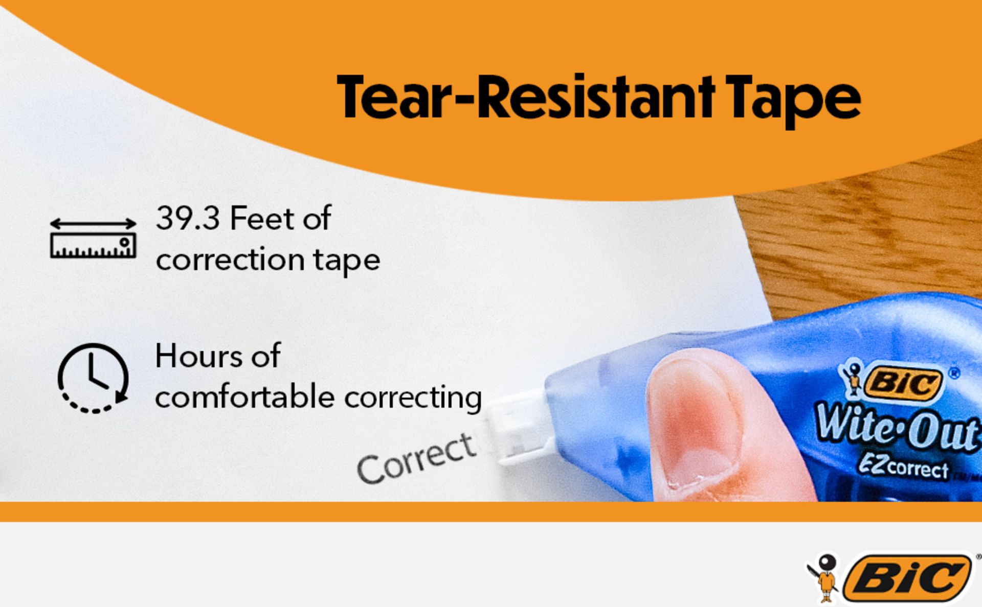 BIC Wite-Out EZ Correct Tear-Resistant Correction Tape, 39.3 ft, 10 Count