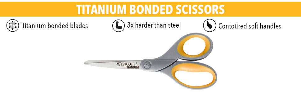 Westcott 8” Titanium Bonded Scissors with Adjustable Glide and Soft Handle, 2-Pack- Durable Multipurpose Scissors for Office, Home, and School Use, Sharp Precision Blades for Everyday Cutting