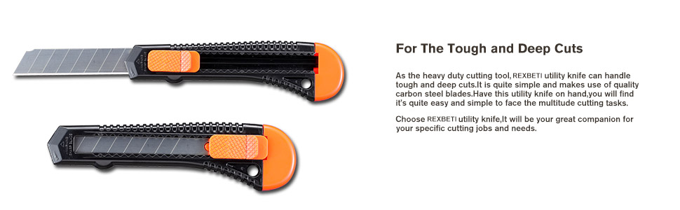 REXBETI 12-Pack Utility Knife, Retractable Box Cutter for Cartons, Cardboard and Boxes, 18mm Wider Razor Sharp Blade, Smooth Mechanism, Perfect for Office and Home use