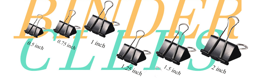 Binder Clips Paper Clamp for Paper-130 Pcs Clips Paper Binder Assorted Sizes (Black)