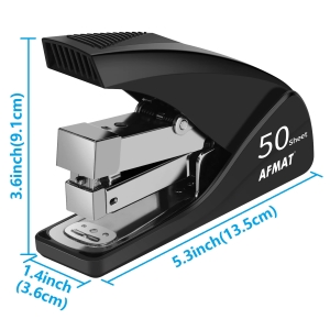 AFMAT ES10 Stapler for Desk, 50 Sheet Effortless Desktop Stapler Staple with One Finger, Portable Ergonomic Handheld Staplers Heavy Duty, Built-in Remover, Space Save Size, Good for Home & Office