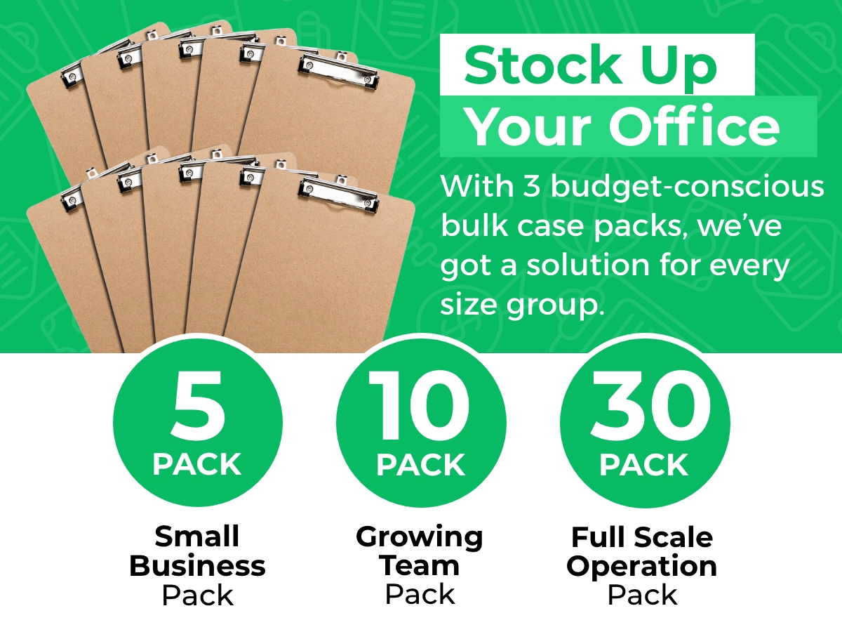 Letter Size Clipboards with Low Profile Clip (Set of 10) - Wood Clipboards Bulk 10 Pack, Heavy Duty Clipboard, Back to School Teacher Classroom Supplies, School Supplies for College Students
