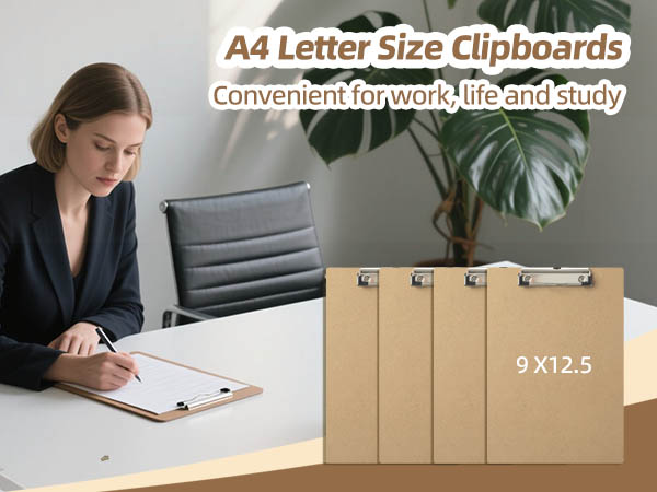 HappyHapi 16 Pack Clipboard, 8.5x11 Clip Board Bulk, Wooden Clipboard