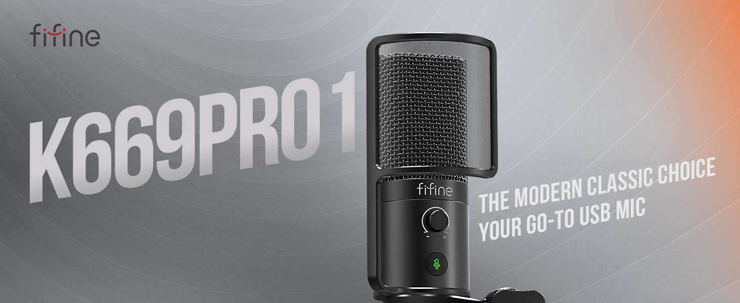FIFINE Podcast Recording Microphone, PC USB Condenser Microphone for Streaming Vocal Music, Computer Desktop Mic with Mute Button for Windows/Mac OS-K669PRO1