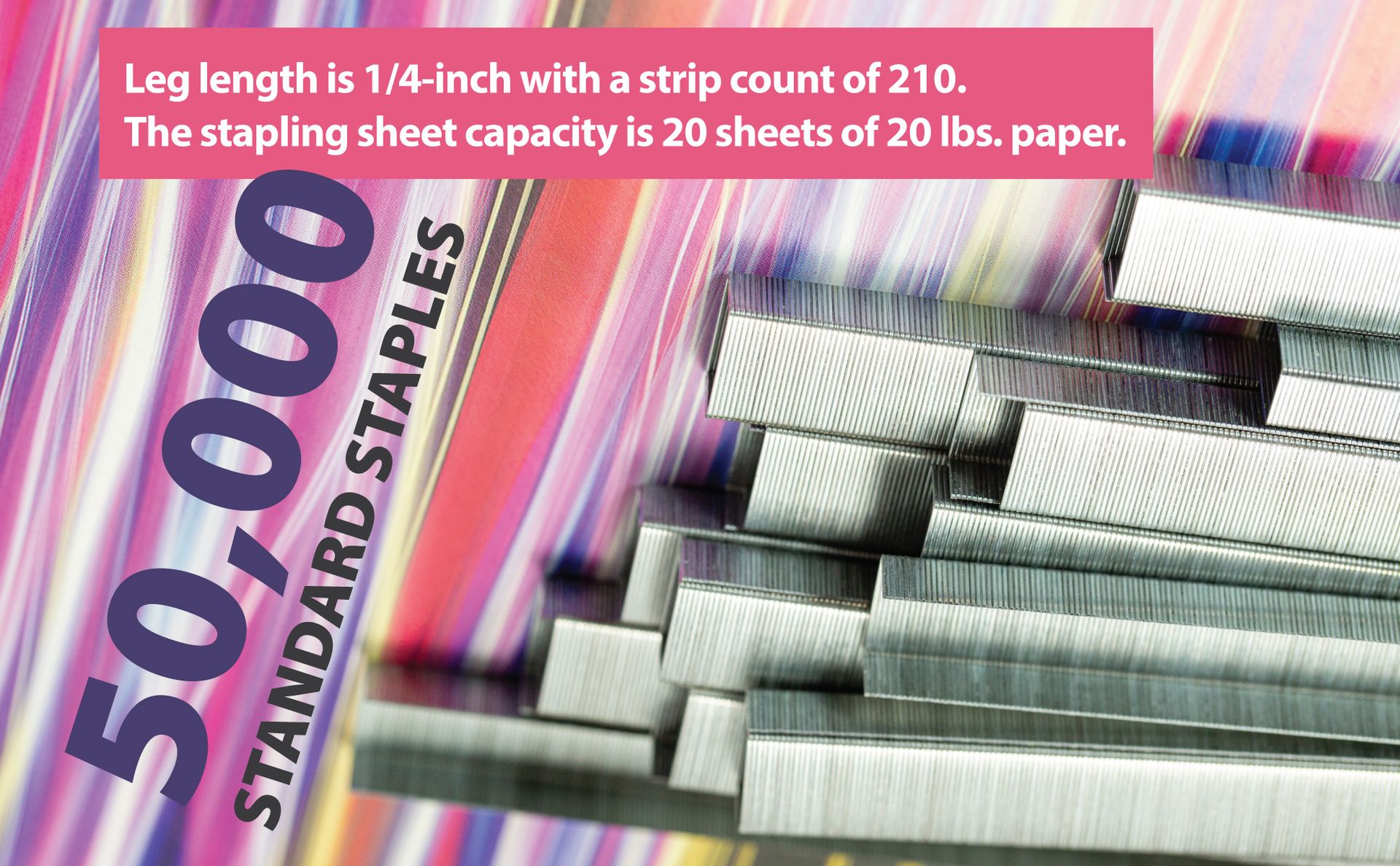 Officemate Standard Staples - Chisel Point Tips, 10 Boxes of 5,000 Staples, 1/4-Inch Leg Length, Universal Compatibility, Office Supplies and School Supplies for Everyday Paper Fastening