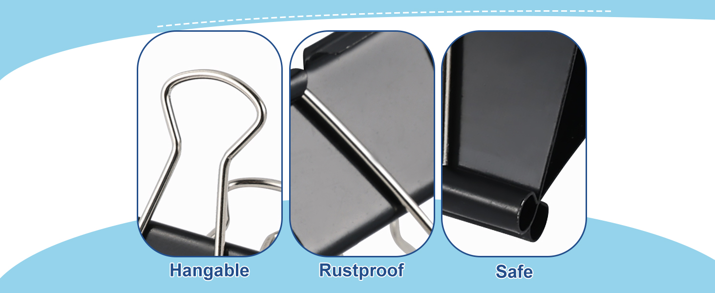 EFOK 208 PCS Binder Clips Paper Clamps Assorted Sizes Black Metal Bulk Clip