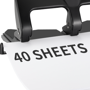 AFMAT 3 Hole Punch Heavy Duty, 40-Sheet Three Hole Punch, 50% Reduced Effort, 3 Hole Puncher for Binder w/Large Chip Tray, 9/32" Holes Diameter, Metal Paper Puncher for Home/Office/School, HP14