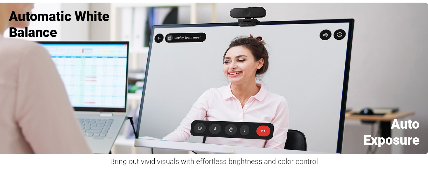 Zebronics FHD USB Webcam, 30FPS, 2P2G Lens, 2.0MP CMOS Sensor, Auto-White Balance, Auto-Exposure, Privacy Shutter, Built-in Mic, for Teams, FaceTime, PC/Laptop (Live Pro)