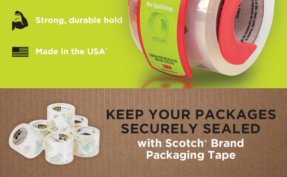Scotch Sure Start Packing Tape Refill, 900 in x 900 in, 6 Rolls