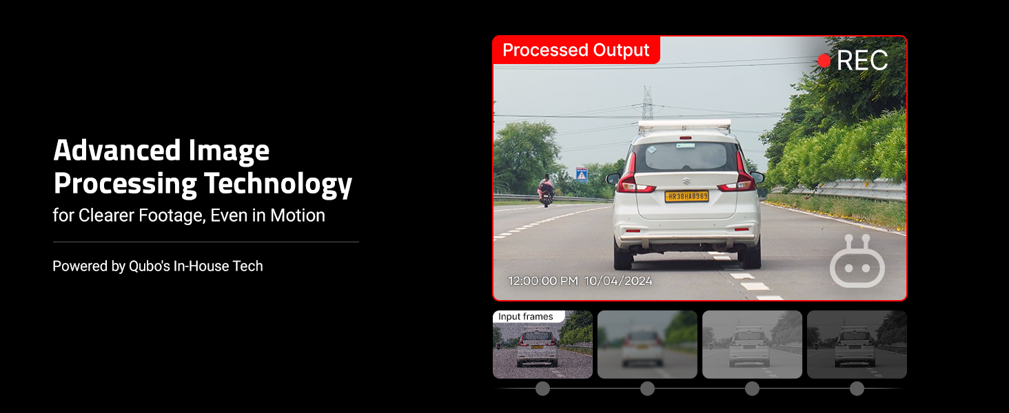 Qubo Car Dashcam [New Launch] Pro 2K Front + Rear by Hero Group | Dual Channel Dash Cam | Wide Angle View | G-Sensor | Wi-Fi | Emergency Recording | Supports Up to 1 TB SD Card