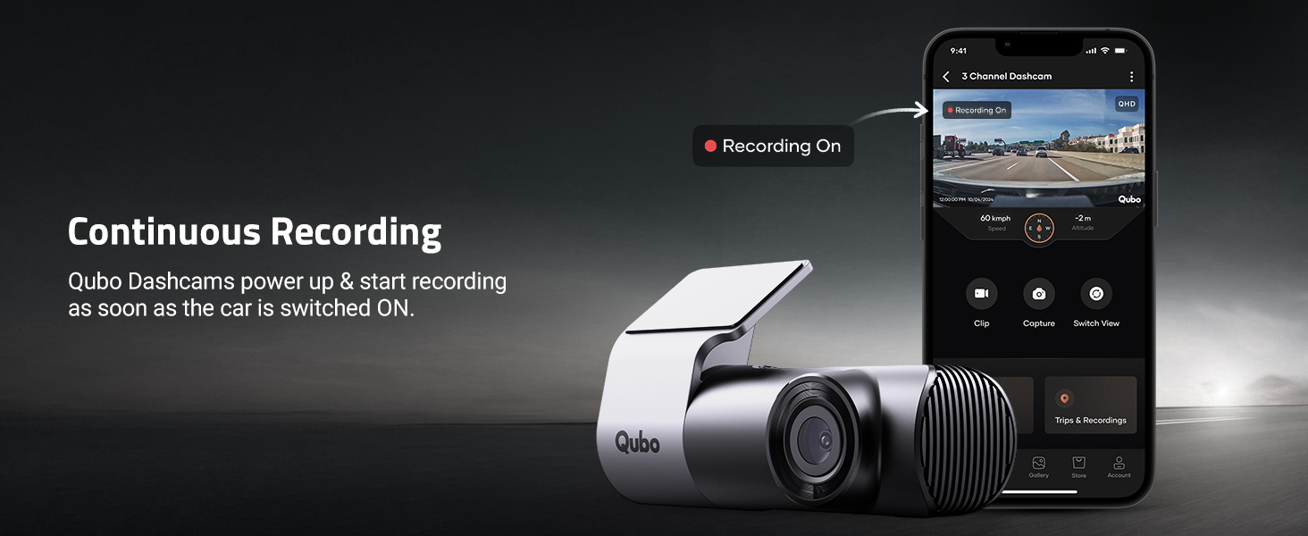 Qubo Car Dashcam [New Launch] Pro 2K Front + Rear by Hero Group | Dual Channel Dash Cam | Wide Angle View | G-Sensor | Wi-Fi | Emergency Recording | Supports Up to 1 TB SD Card