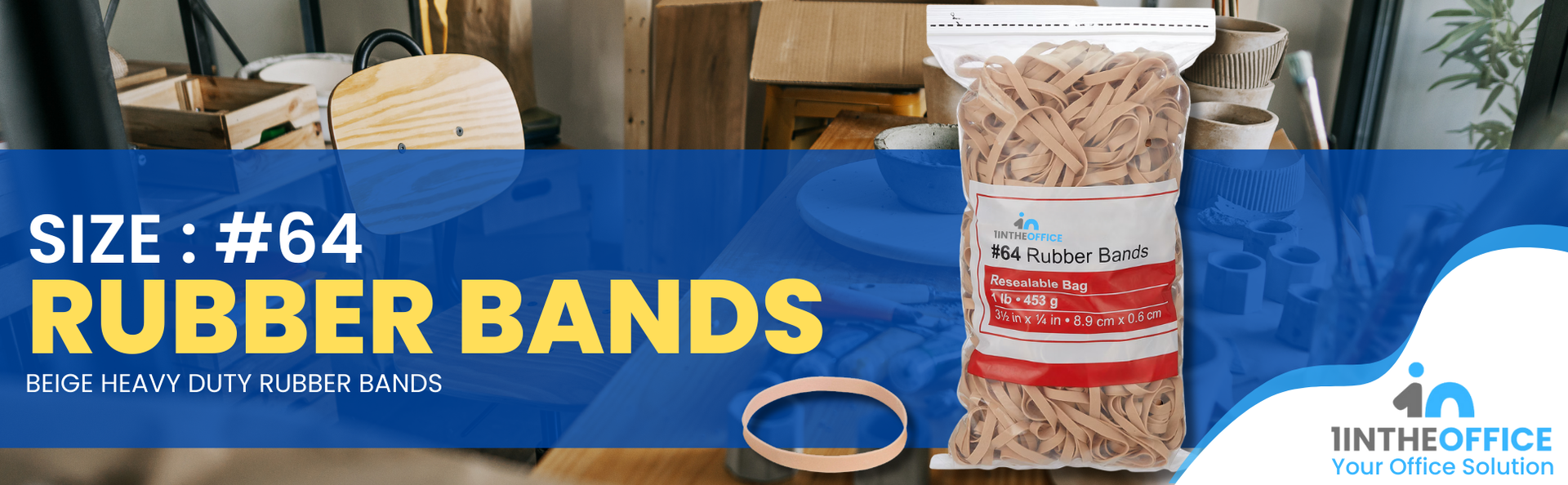 Thick Rubber Bands, Heavy Duty Rubber Bands, Beige, Size 64, 380Pack