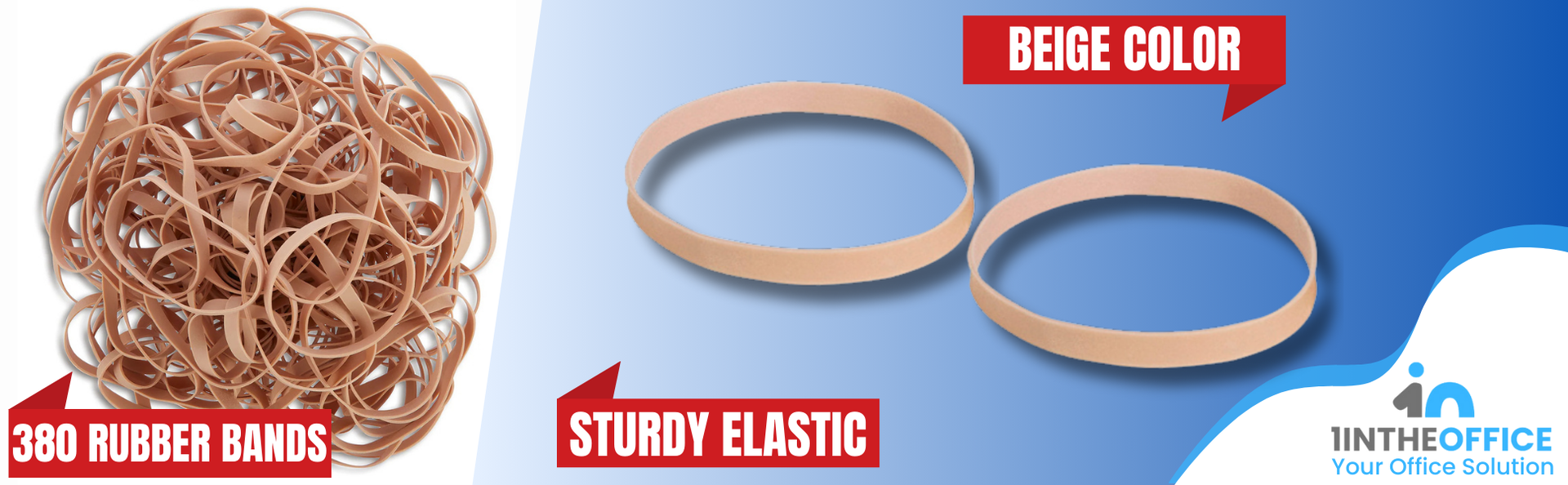 Thick Rubber Bands, Heavy Duty Rubber Bands, Beige, Size 64, 380Pack