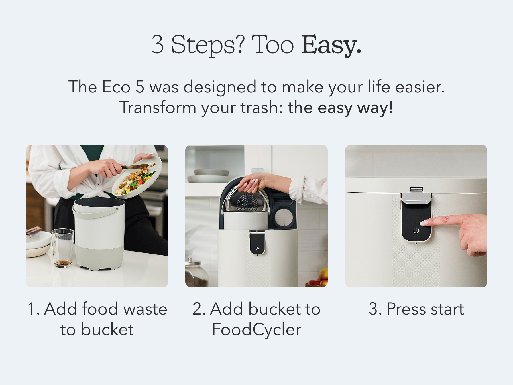Food Cycler Eco 5 Award-Winning Kitchen Food Recycler | Indoor Composter Bin Alternative | Electric Countertop Food Disposer with Odorless 5L Indoor Food Waste Bin for Easy Waste Management | Grey