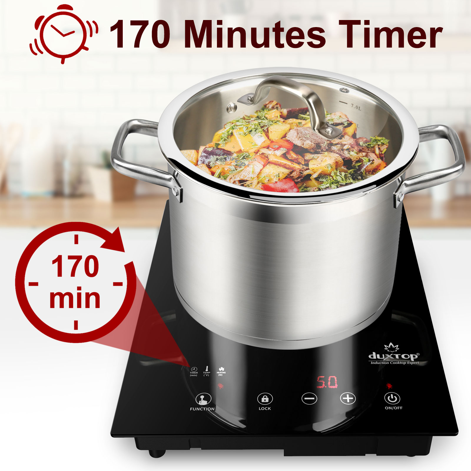 Duxtop Built-in Induction Cooktop, Portable Induction Burner 1800W 8600BI