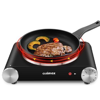 Cusimax Hot Plate Electric Burner Single Burner Cast Iron hot plates for cooking Portable Burner 1500W with Adjustable Temperature Control Stainless Steel Non-Slip Rubber Feet, Upgraded Version