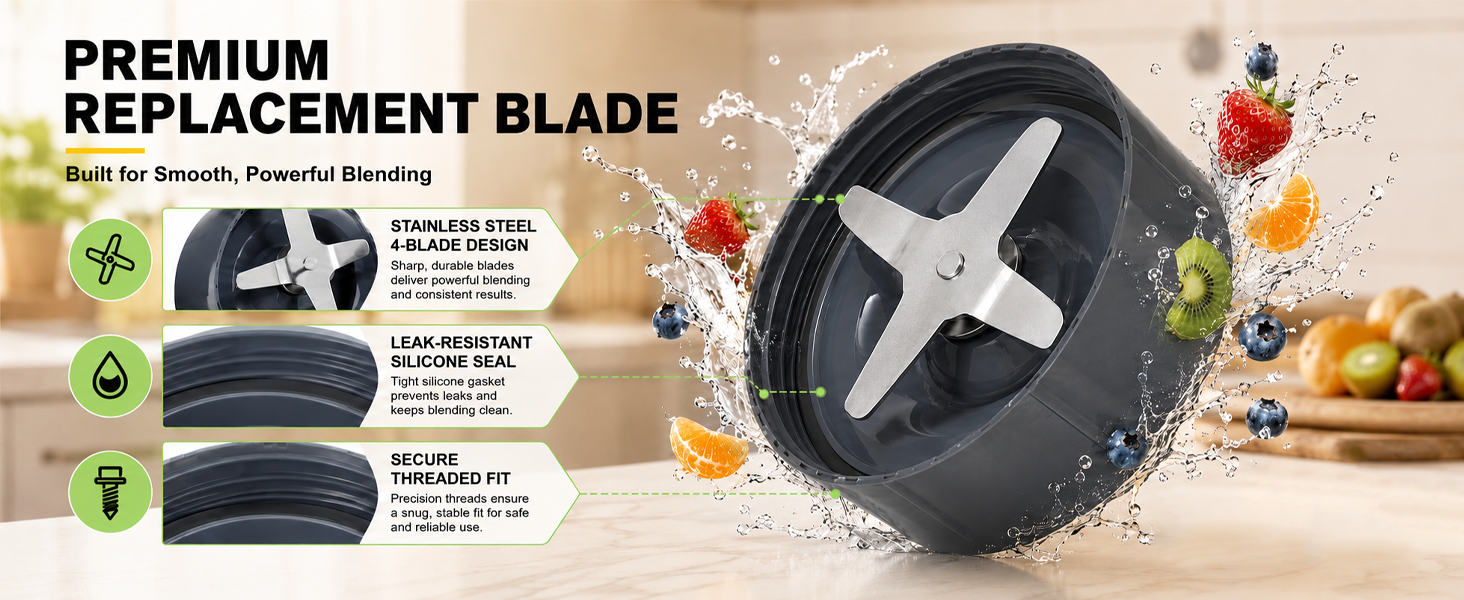 Blender Replacement Parts for Nutribullet, 32oz & 24oz Cups with Replacement Extractor Blade, Compatible with Nutri Bullet 600W/900W Blenders (3 PCS)