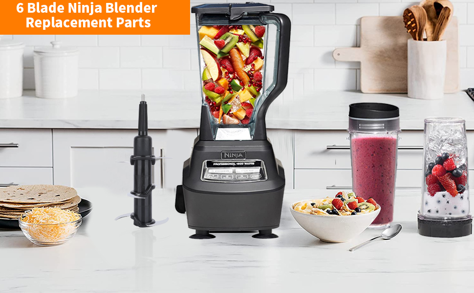 Replacement Ninja Blender Blade, 6 Blade Ninja Blender Replacement Parts Compatible With Nin-ja Kitchen System 1100 Pitcher For Ni-nja 72 oz BL660C BL740 BL642 BL500C, Fit Ninja Blades Replacement