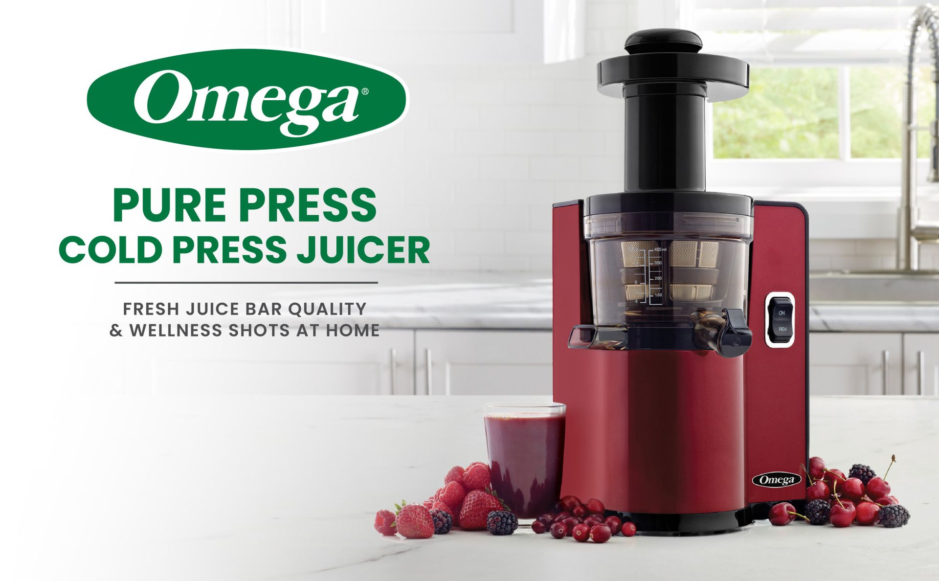 Omega Pure Press Cold Press, Vertical Low-Speed Juicer, in Red (VSJ843QR)