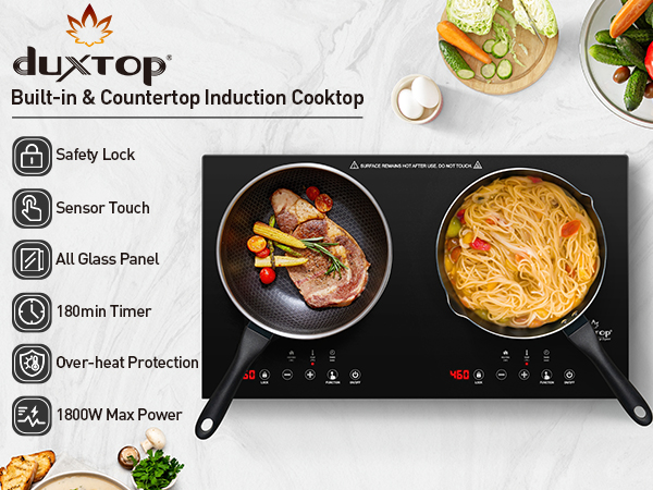 Duxtop 1800W Portable Induction Cooktop 2 Burner, 8620BI/BTK35