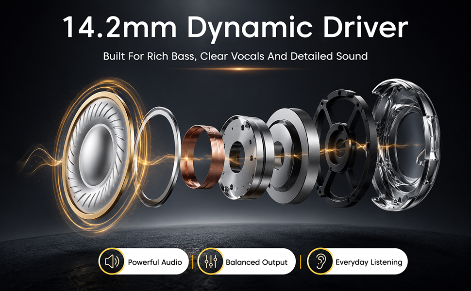Sounce BassEngine Type-C In Ear Wired Earphones 14.2mm Dynamic Driver HD Mic Ergonomic Earbuds Anti Tangle TPE Cable In Line Music Call Controls Deep Bass Clear Sound for Everyday Use ProSeries(Black)