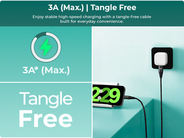 Zebronics Type-C Fast Charging Cable, Upto 480 Mbps, 36W Rapid Charge, 3A Output, Charge & Sync Data Cable, 1 Meter Length, Tangle-Free Durable Design (CU300T)