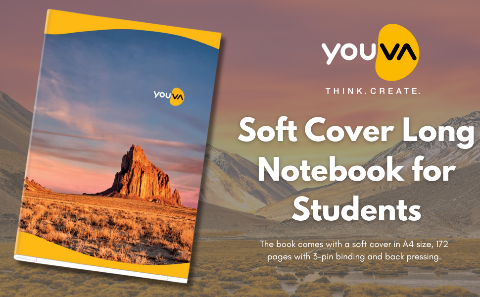 Navneet Youva | Soft Cover Long Notebook for Student | A4 Size (21cm X 29.7cm) | Single Line 172 Pages | Pack of 6