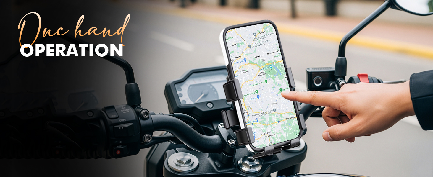 Kratos B4 Mobile Holder for Bike with One Click Locking, 360° Rotation, Secure Grip Design, Shock Proof Cushioning Pad Protection for Devices, Bike Mobile Holder for GPS Navigation Devices Support