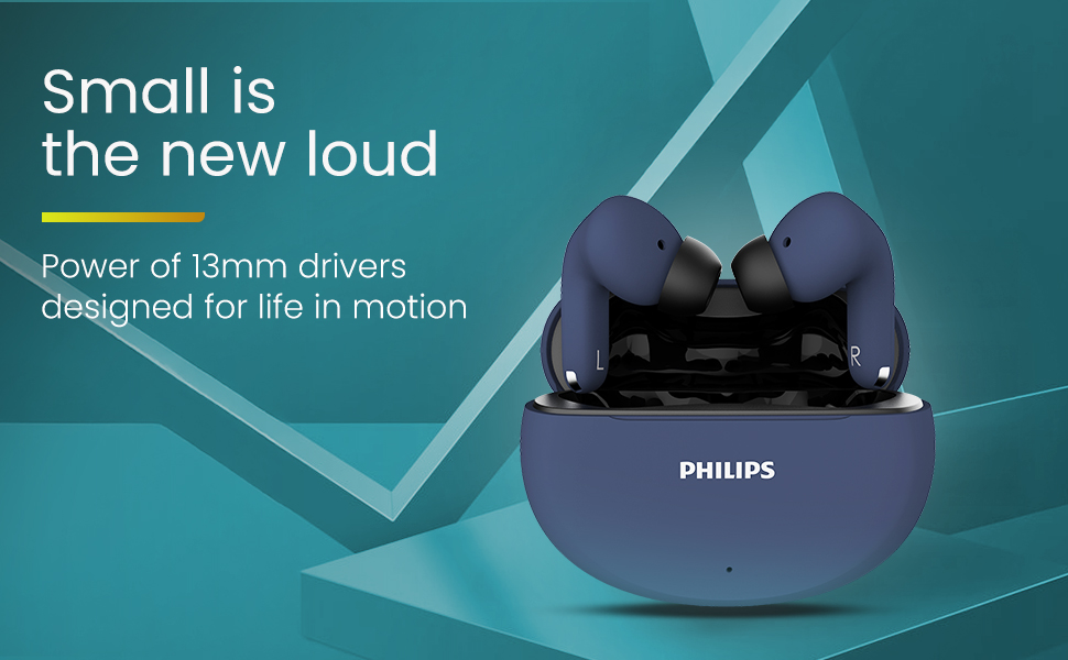 PHILIPS TAT1269 True Wireless in-Ear Earbuds with Mic, 13mm Drivers, Bluetooth 5.4, 40H Playtime, IPX5, Fast Charging, TouChannel Controls, Voice Assistant, Mono Mode, LED Indicator(Cosmic Blue)