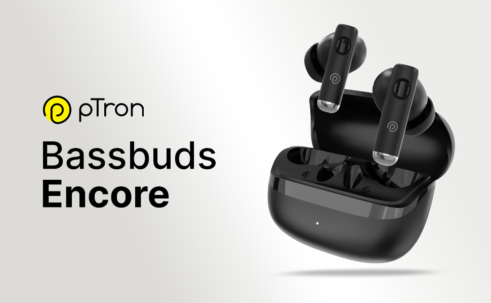 pTron Bassbuds Encore in-Ear TWS Ear Buds w/ 50 Hrs Playtime, Custom EQ, Mobile App, 13mm Drivers, Pristine Sound, BTv6.0 Headphones, Touch Control, Voice Assistant, Type C Charging & IPX4(Meadow)