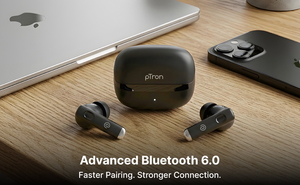 pTron Bassbuds Encore in-Ear TWS Ear Buds w/ 50 Hrs Playtime, Custom EQ, Mobile App, 13mm Drivers, Pristine Sound, BTv6.0 Headphones, Touch Control, Voice Assistant, Type C Charging & IPX4(Meadow)
