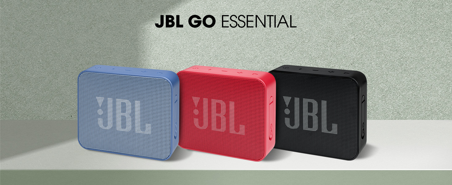 JBL Go Essential with Rich Bass, Wireless Ultra Portable Bluetooth Speaker, Vibrant Colors, Waterproof, Type C (Without Mic, Red)
