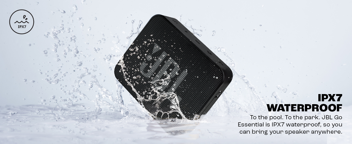 JBL Go Essential with Rich Bass, Wireless Ultra Portable Bluetooth Speaker, Vibrant Colors, Waterproof, Type C (Without Mic, Red)