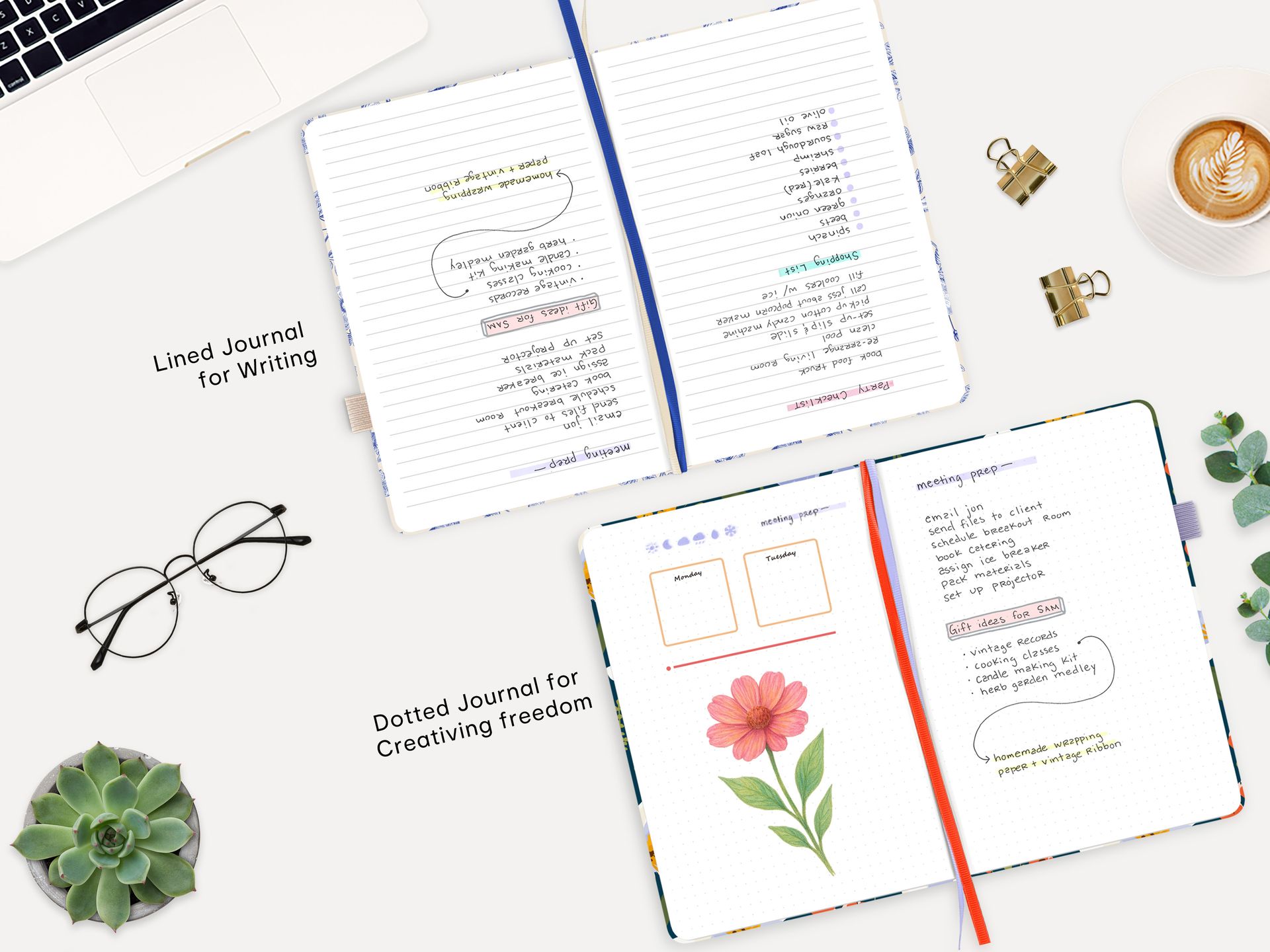 &And Per Se Lined Hardcover Notebook – A5 5.7"x8" College Ruled, 160 Pages, 100gsm Thick Paper – Aesthetic Journal for Women, Gift-Ready Planner, Everyday Writing Notebook (Garden Flowers)