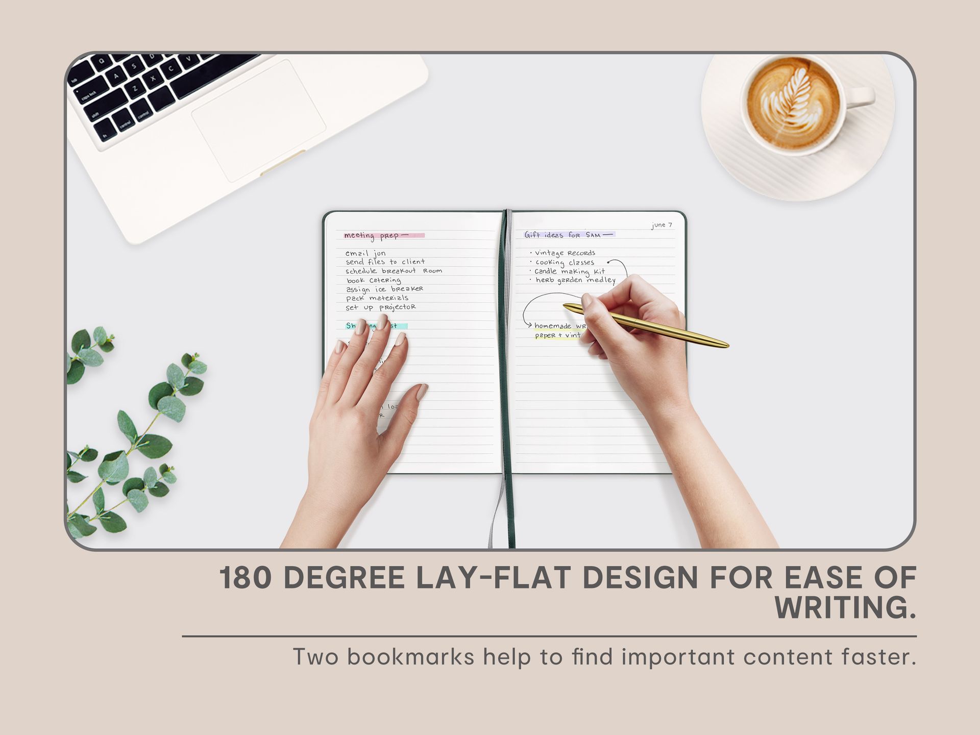 &And Per Se Lined Hardcover Notebook – A5 5.7"x8" College Ruled, 160 Pages, 100gsm Thick Paper – Aesthetic Journal for Women, Gift-Ready Planner, Everyday Writing Notebook (Garden Flowers)