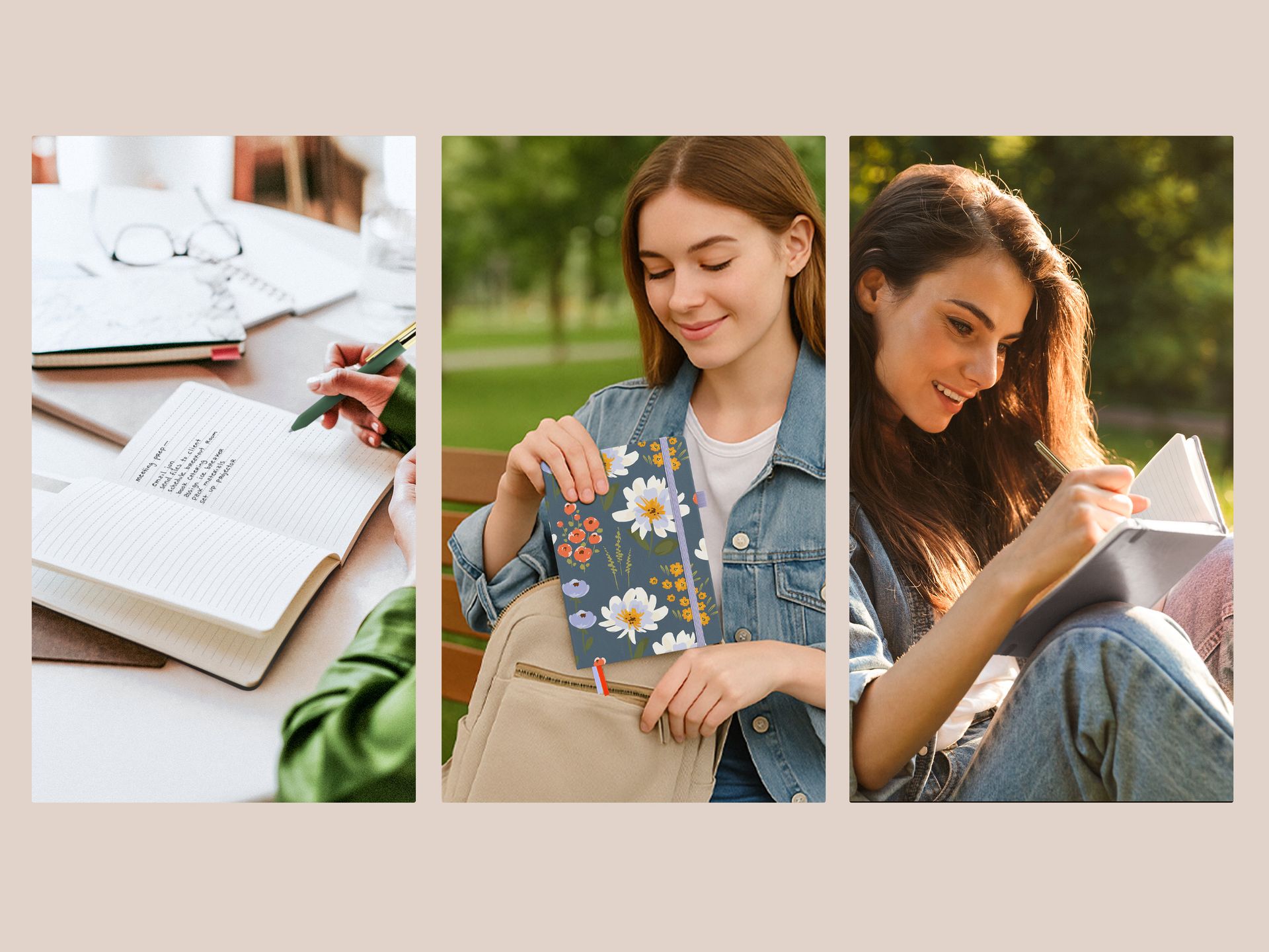 &And Per Se Lined Hardcover Notebook – A5 5.7"x8" College Ruled, 160 Pages, 100gsm Thick Paper – Aesthetic Journal for Women, Gift-Ready Planner, Everyday Writing Notebook (Garden Flowers)