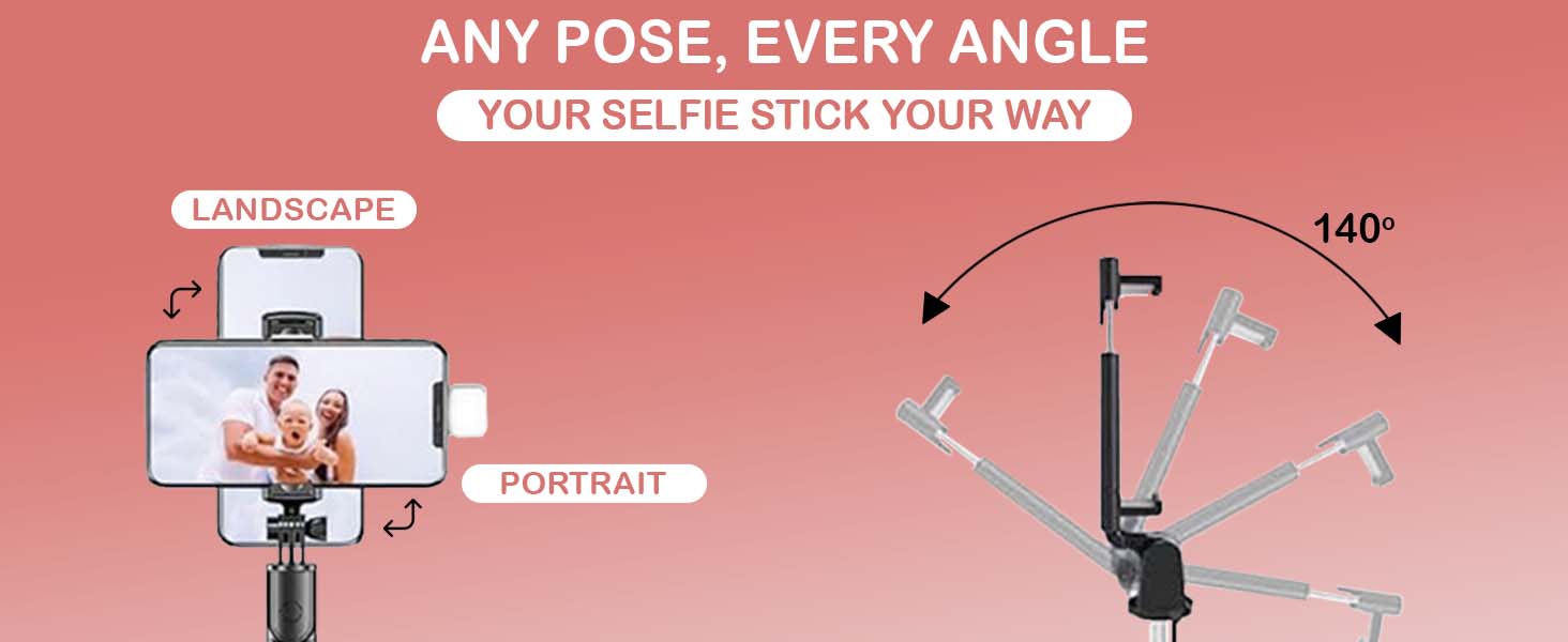 Kratos 28 Inch Selfie Stick Tripod Stand with Light, 3-in-1 Multifunctional Design, Rechargeable LED Light with Two Brightness Levels with Bluetooth Remote for Makeup, Selfie & Photoshoot