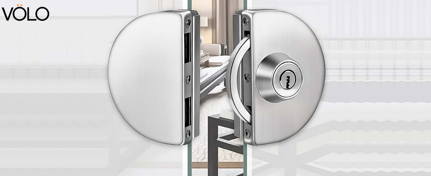 Volo Glass Door Lock | one Side Key, one Side knob, Stainless-Steel (Glass to Glass Door Lock) - Silver