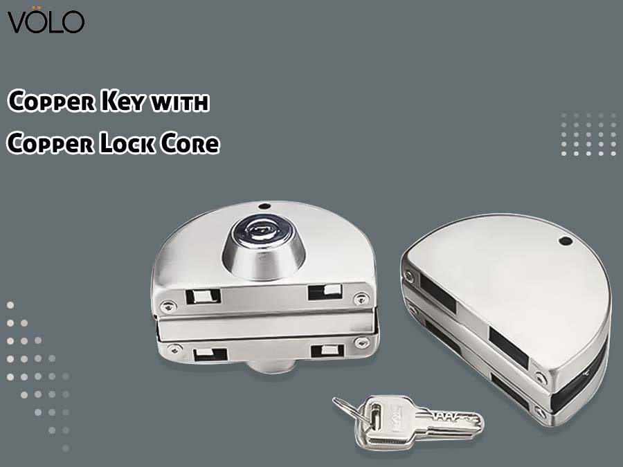 Volo Glass Door Lock | one Side Key, one Side knob, Stainless-Steel (Glass to Glass Door Lock) - Silver