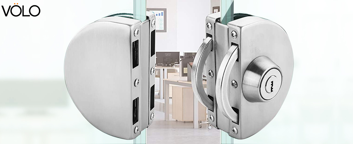 Volo Glass Door Lock | one Side Key, one Side knob, Stainless-Steel (Glass to Glass Door Lock) - Silver