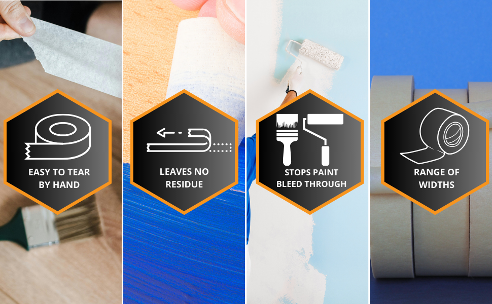 GTSE Wide Masking Tape, 4 inches x 55 Yards (164 ft), Multi-Surface Adhesive Painting Tape, 1 Roll
