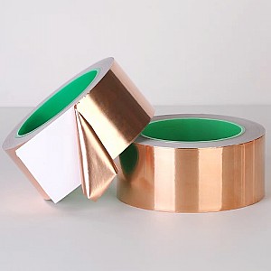 Copper Tape 1Inch x 50 Feet Double Conductive Metal Foil Adhesive Tape for EMI/RFI Shielding, DIY Crafts, Grounding, Stained Glass, Garden, Solder Paper Circuit, Guitar Interference Shield, Duct Wrap